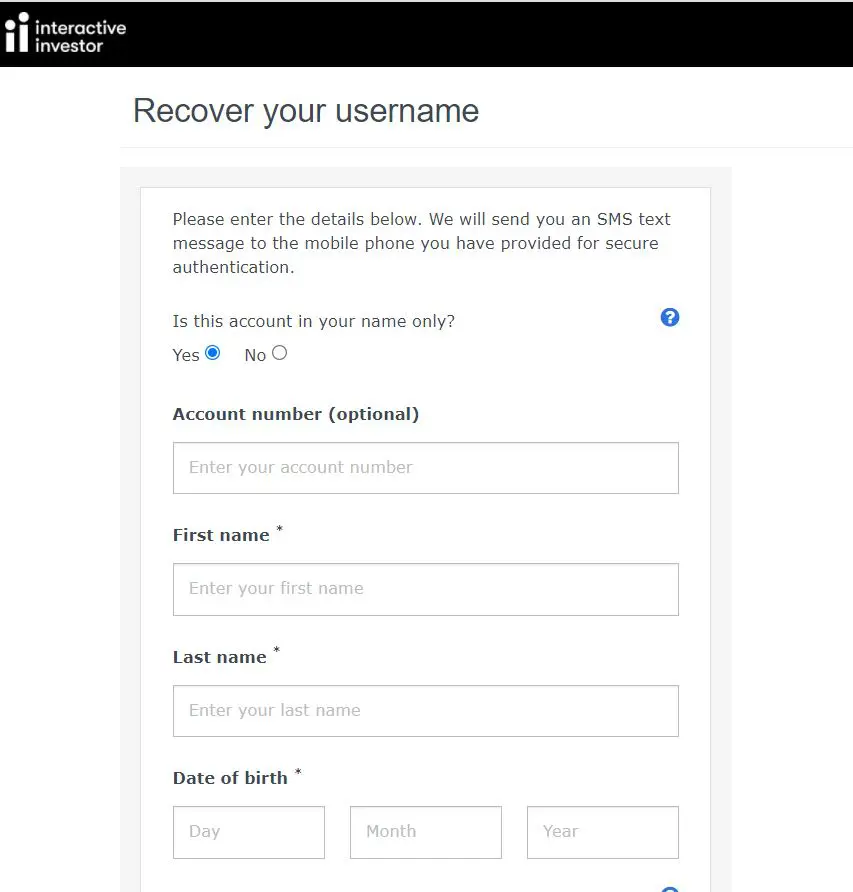 interactive investor username recovery