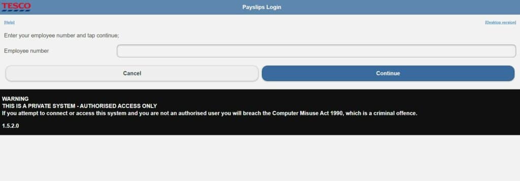 Tesco Payslip View login