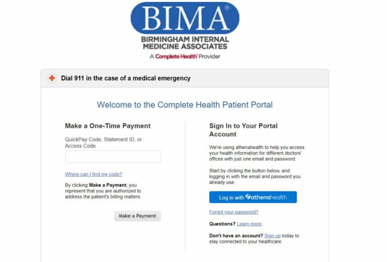 Bima Patient Portal Login at 12520-1.portal.athenahealth.com.