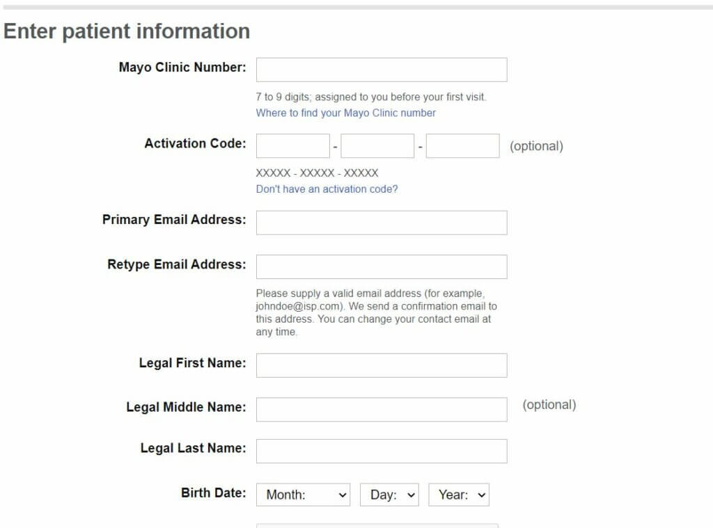 Mayo Clinic Patient Portal Account Create