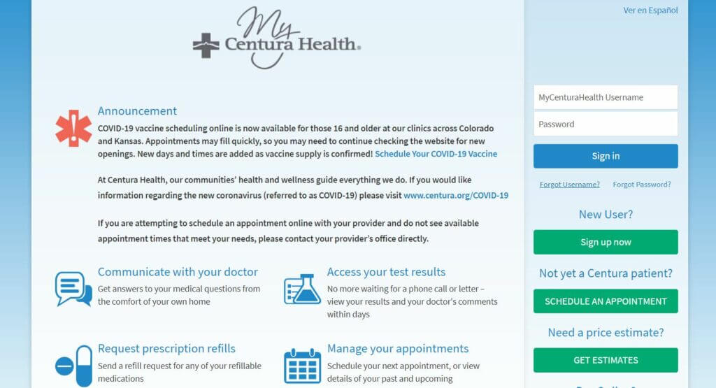 MyCenturaHealth login