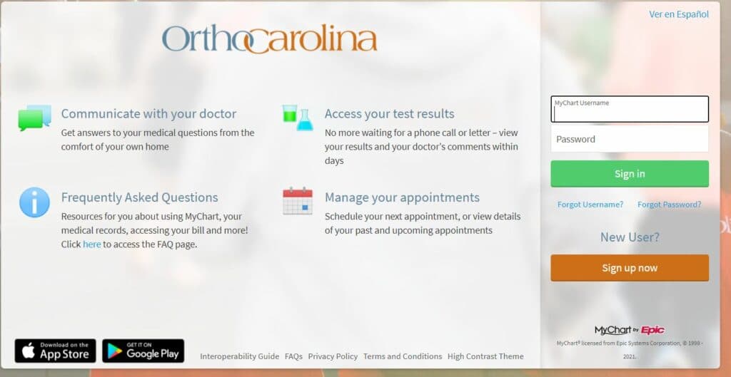 OrthoCarolina Patient Portal Login