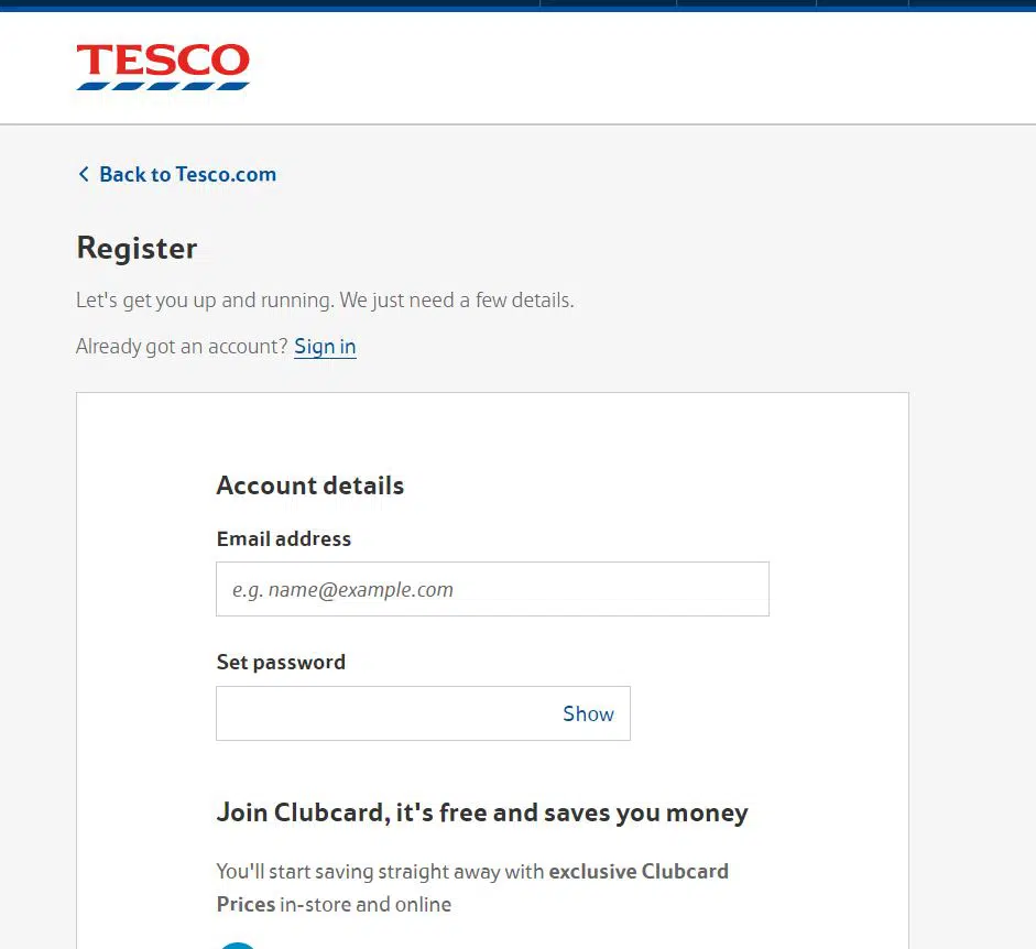 Tesco employee login account registration process