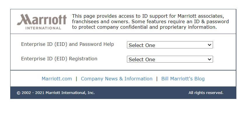 Marriott Enterprise ID (EID) Recovery steps