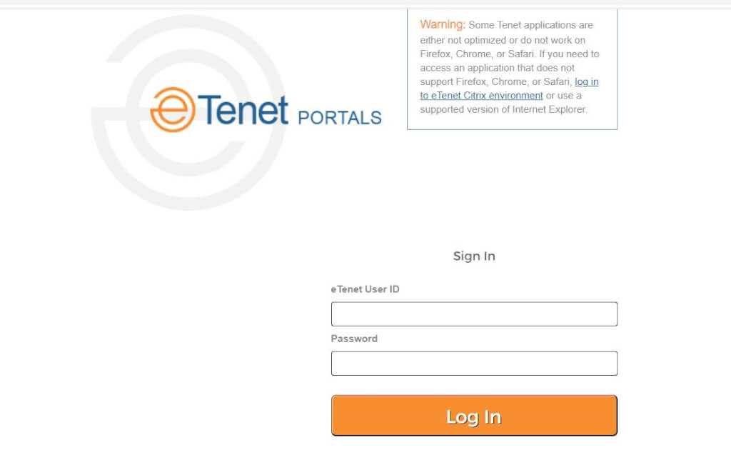 eTenet Physicial Portal Login