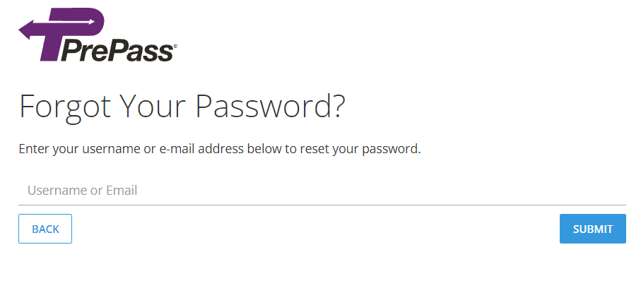 PrePass Account Password Reset