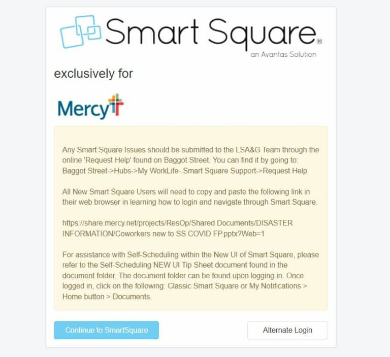 Smart Square Mercy Login at Mercy.smart-square.com