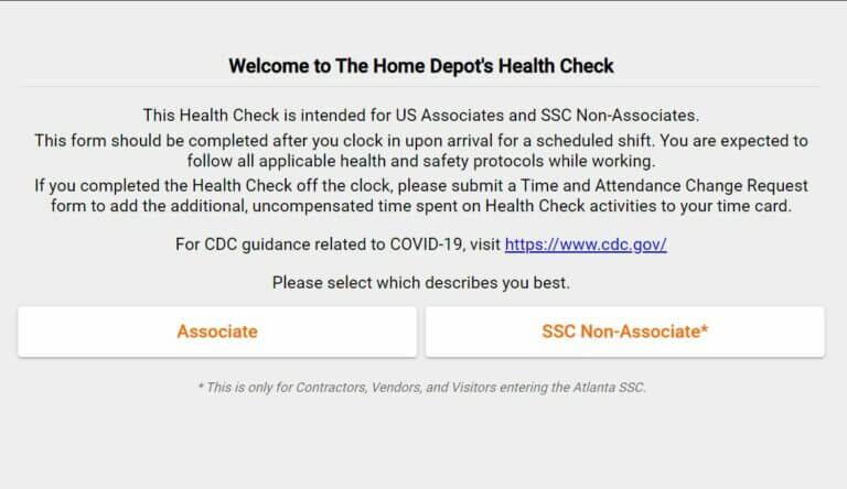 Home Depot Health Check Login For Employee & Associate