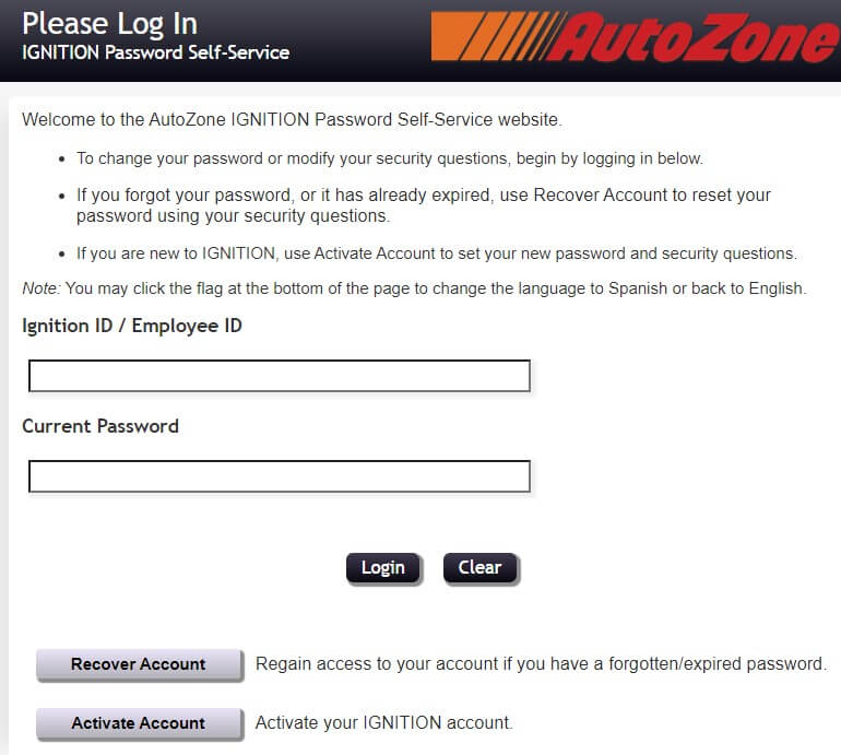 Azpeople AutoZone Login Password Reset