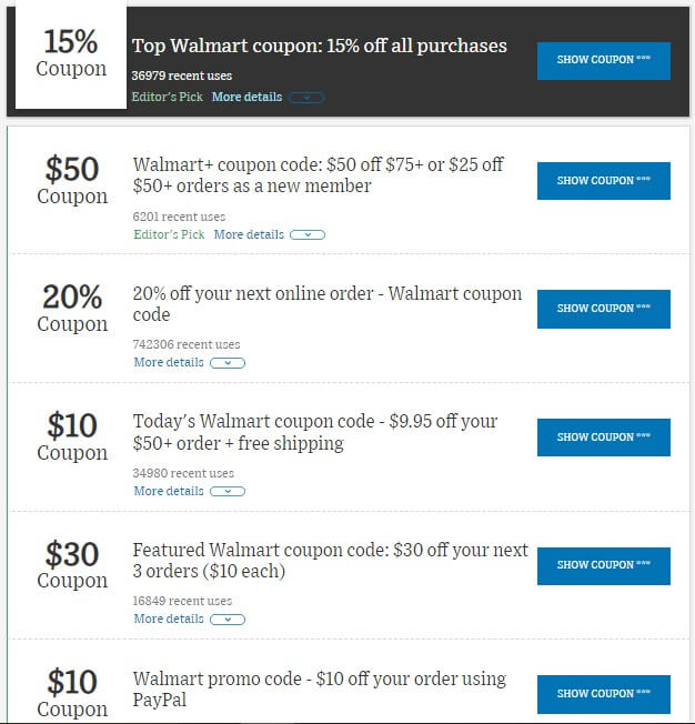 top walmart coupons 15% discount