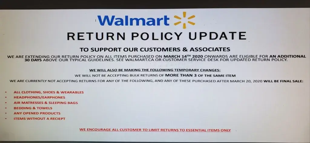 walmart return policy update