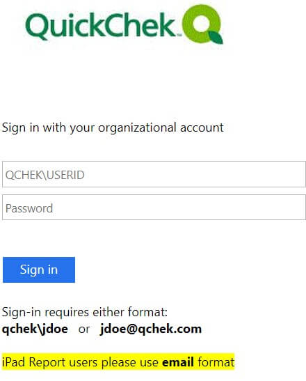 QuickChek Employee Portal Login Page