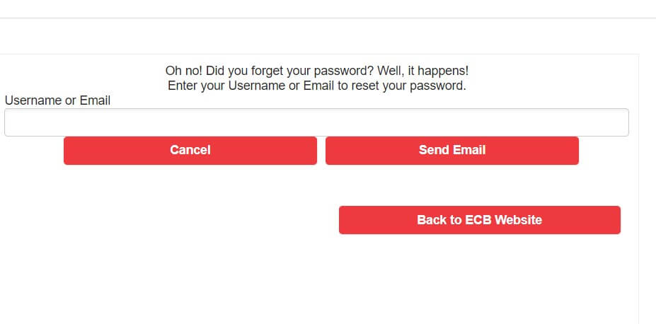 ECB Clubmark Website Login Password Reset