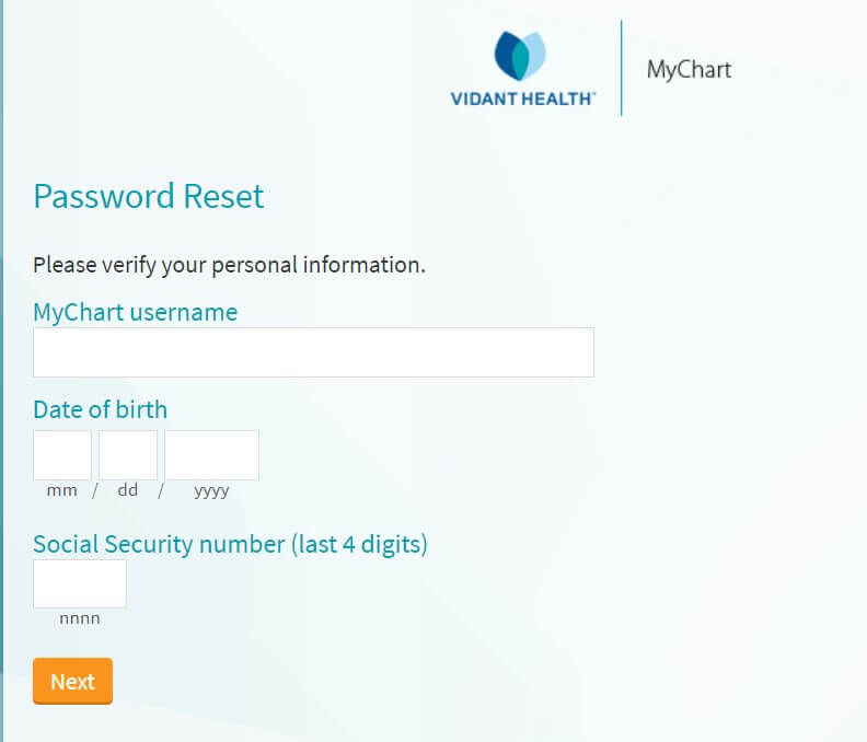 Vidant Health Portal Login Password Reset